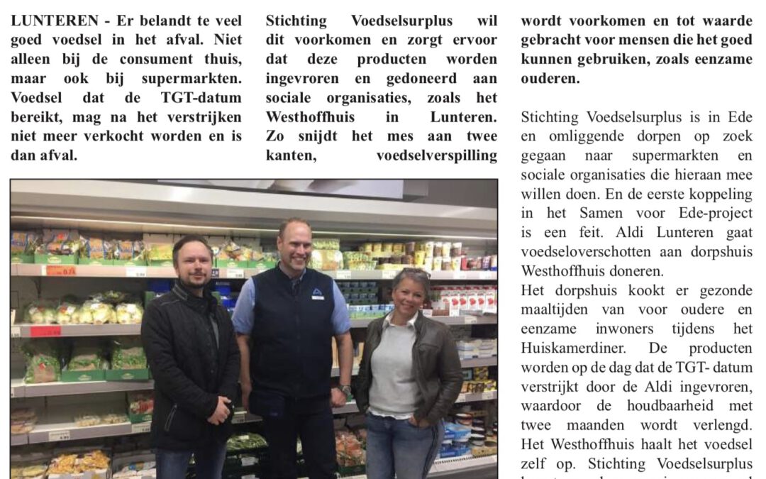 Westhoffhuis ontvangt overschotten van Aldi in Lunteren